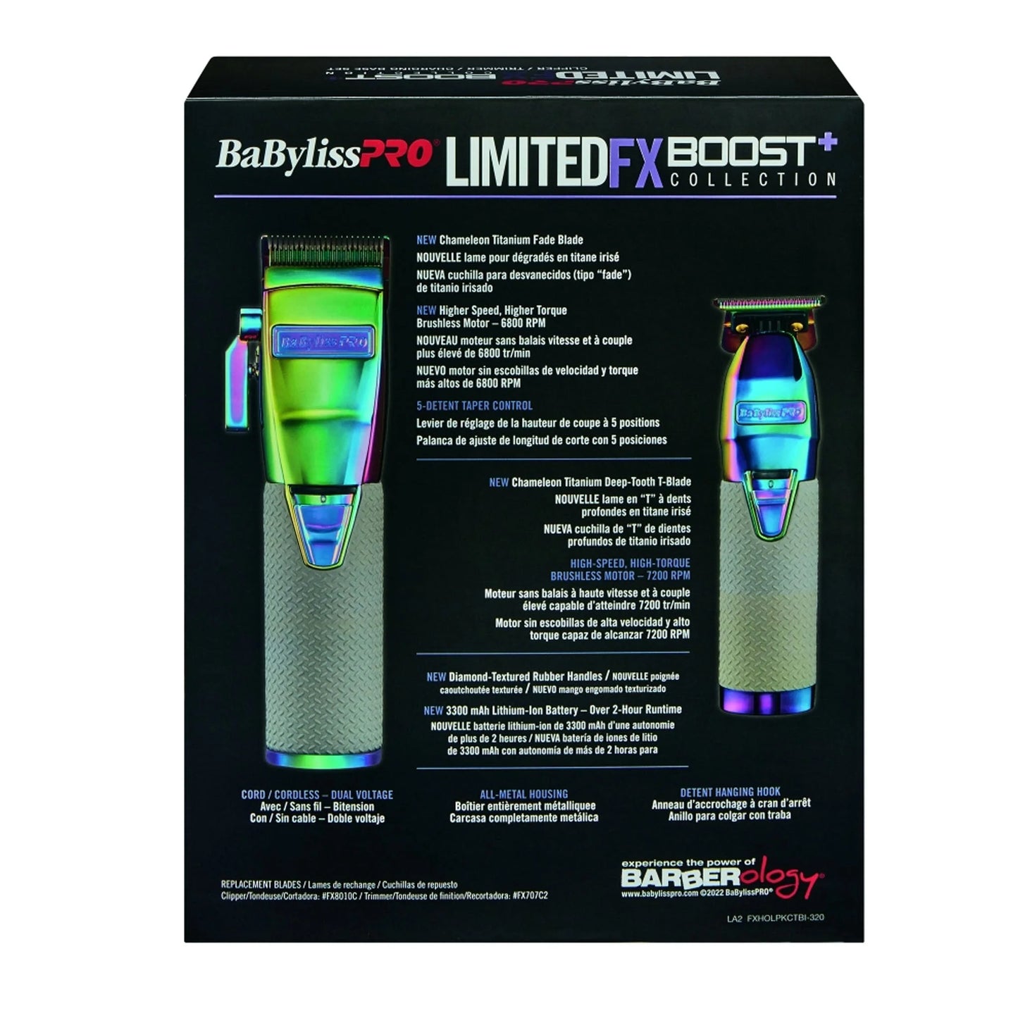 BABYLISS PRO CHAMELEON FX BOOST+ LIMITED EDITION CLIPPER & TRIMMER SET W/ CHARGING BASE (FXHOLPKCTB-I)